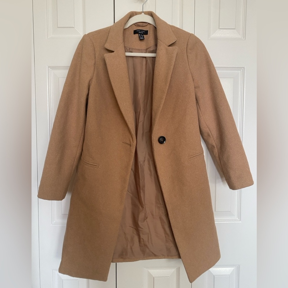 Camel Wool-Blend Coat by New Look